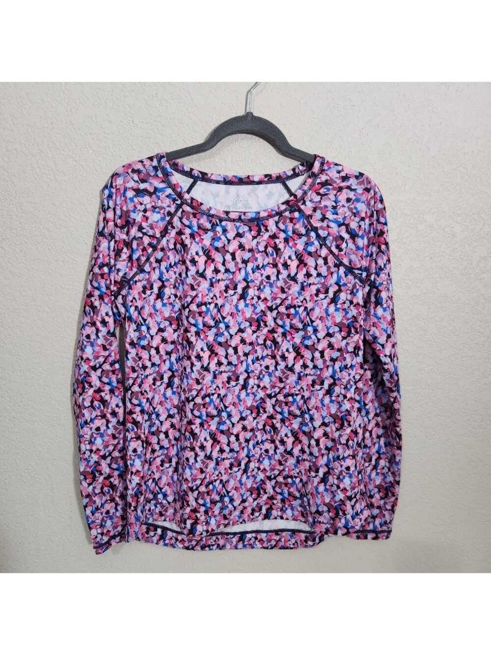 T By Talbots Womens Long Sleeve Floral Print UPF 50+ Top Small Polyester/Spandex